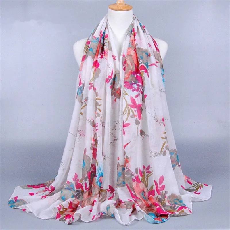 Новые печатные цветочные шали вискоза теплая повязка на голову кашне