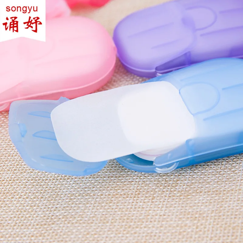 BearPaw 20pcs Travel Mini Disposable Soap Boxed Portable Bathing Small Paper Washing Hand Wash Floral Moisturizing Clean | Красота и