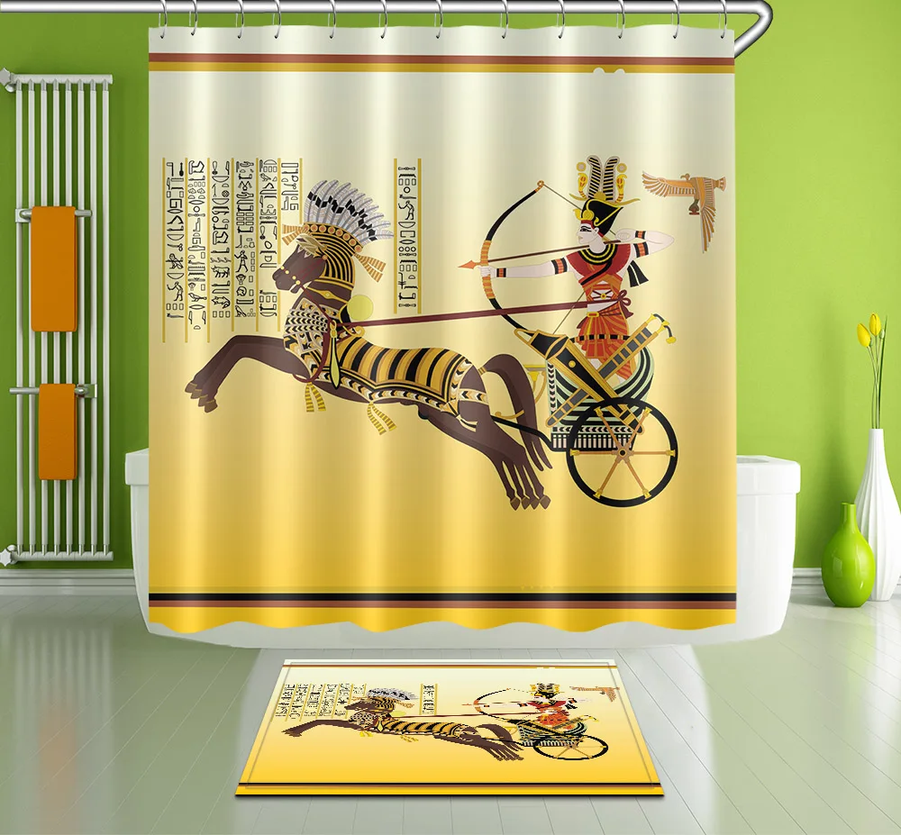 

Водонепроницаемая занавеска для душа с ковриком и иероглифом