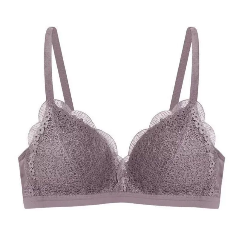 

Новый модный сексуальный игривый женский кружевной бюстгальтер с тонкой чашкой без следов, без стальных колец, однотонный бюстгальтер с вы...