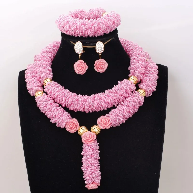 4 UJewelry Свадебные Цепочки и ожерелья Комплект ЗОЛОТО 3 слоя покрытием золото комплект ювелирных изделий «Дубай» в нигерийском стиле Африканский Свадебный комплект ювелирных изделий