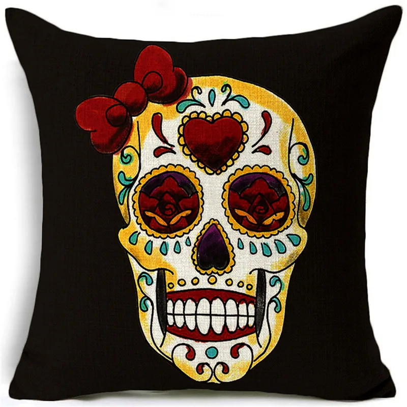 Красочным рисунком черепа Стиль хлопок мягкая подушка крышка Офис диван площадь