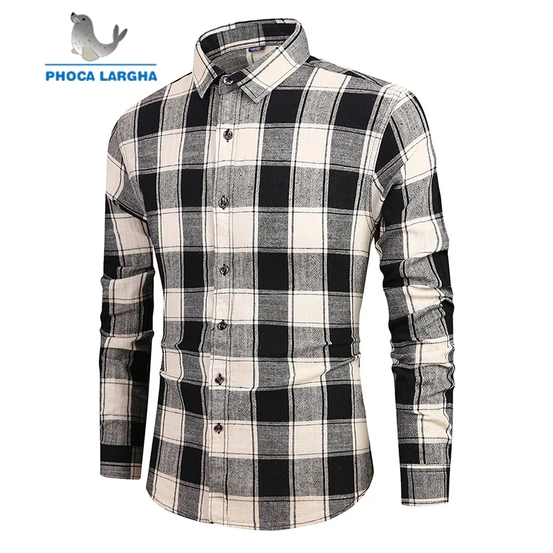 Новая мужская повседневная рубашка в клетку хлопковая на пуговицах Мужская
