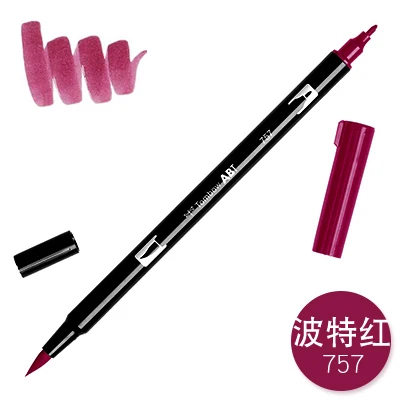757 1 шт. TOMBOW AB-T Япония 96 цветов две головки художественная кисть ручка маркер Профессиональный водный маркер ручка живопись школьные принадлежности - Цвет: 757