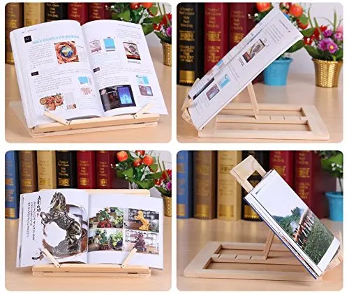 Дерево этажерке ноутбука iPad держатель для книг Подставка для книг и бумаг держатель Подставка для чтения с 4 регулируемых позиций
