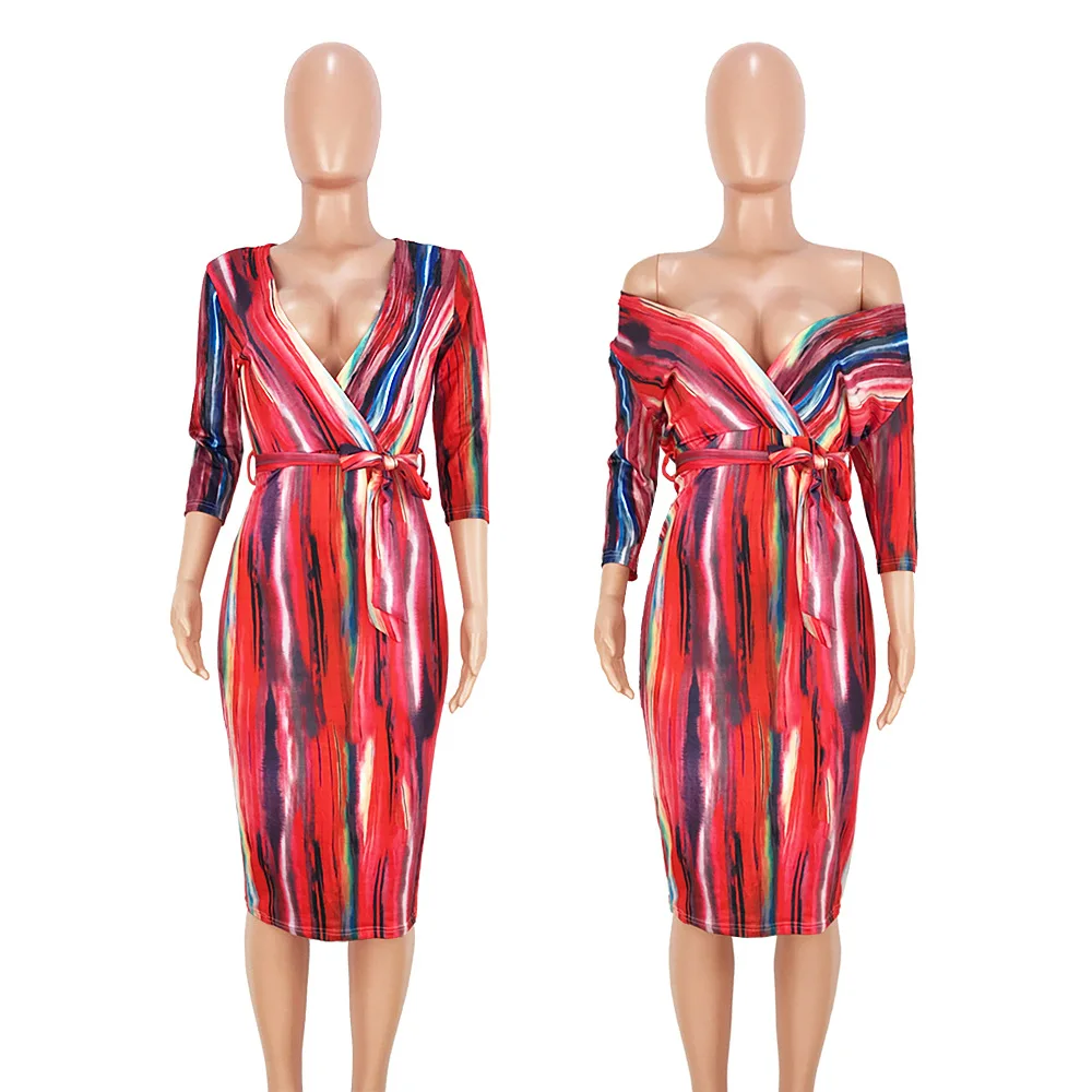 HAOYUAN полосатый галстук краситель Bodycon платье для женщин лето vestidos халат с коротким рукавом сексуальные вечерние платья элегантные средней длины облегающие платья