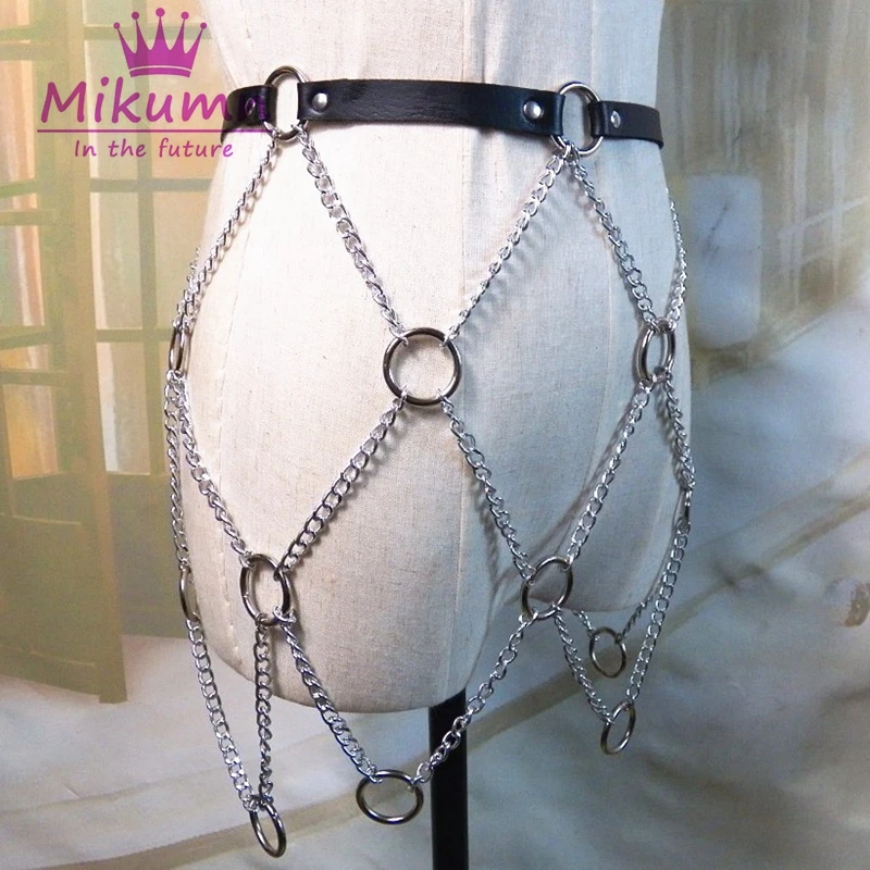 Женский кожаный ремень в готическом стиле черная ажурная мини-юбка из