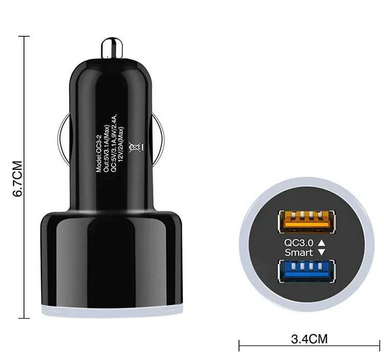 Быстрая зарядка портативное автомобильное USB зарядное устройство аксессуары для смартфона автомобильное зарядное устройство, двойной зарядное устройство USB