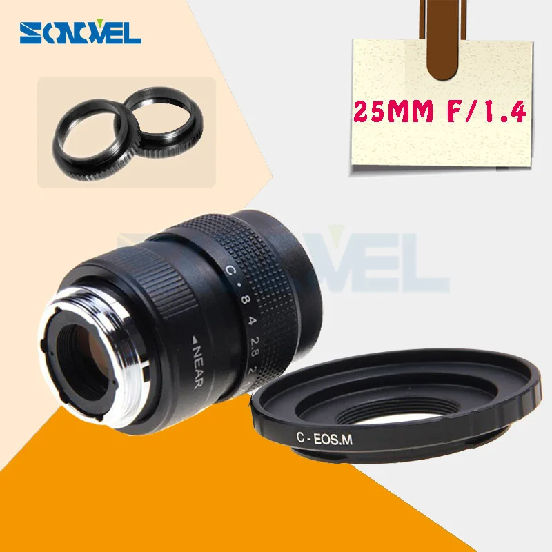 Объектив 25 мм F1.4 CC TV и крепление C для беззеркальной камеры Canon EOS M M1 M2 M3 M5 M6 M10 M100|c