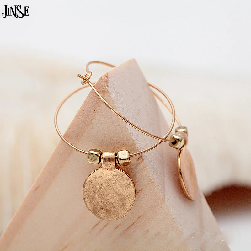 Женские модные серьги JINSE из гальванического сплава большие круглые с