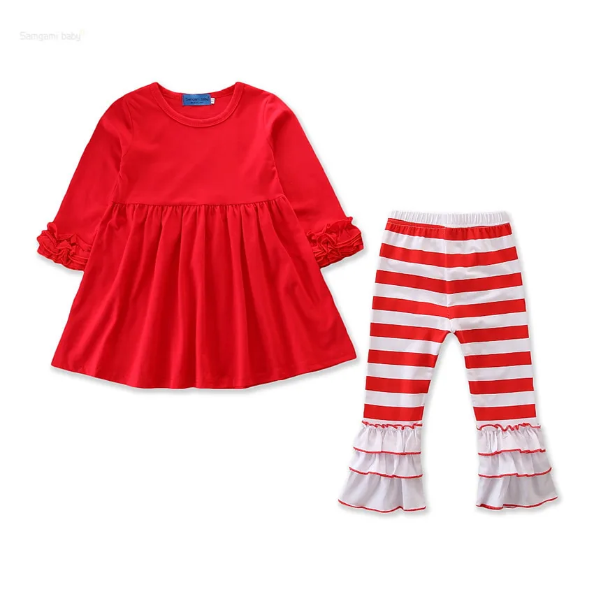 Детский комплект одежды для девочек на осень и Рождество асимметричная Блузка +