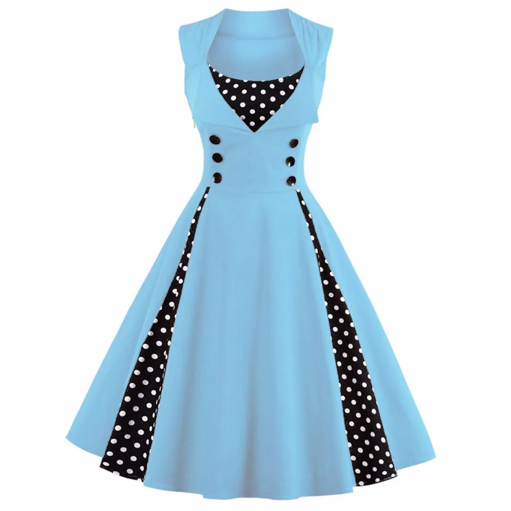 Винтажное платье в горошек 50s 60s Pin Up 5XL женская одежда больших размеров вечернее