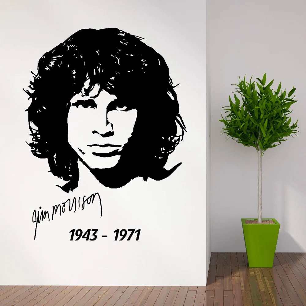 Pochoir mural vinyle portrait JIM MORRISON THE DOORS high Quality Vinyl removable Wall Stickers Mural adesivo de parede D559 | Дом и сад
