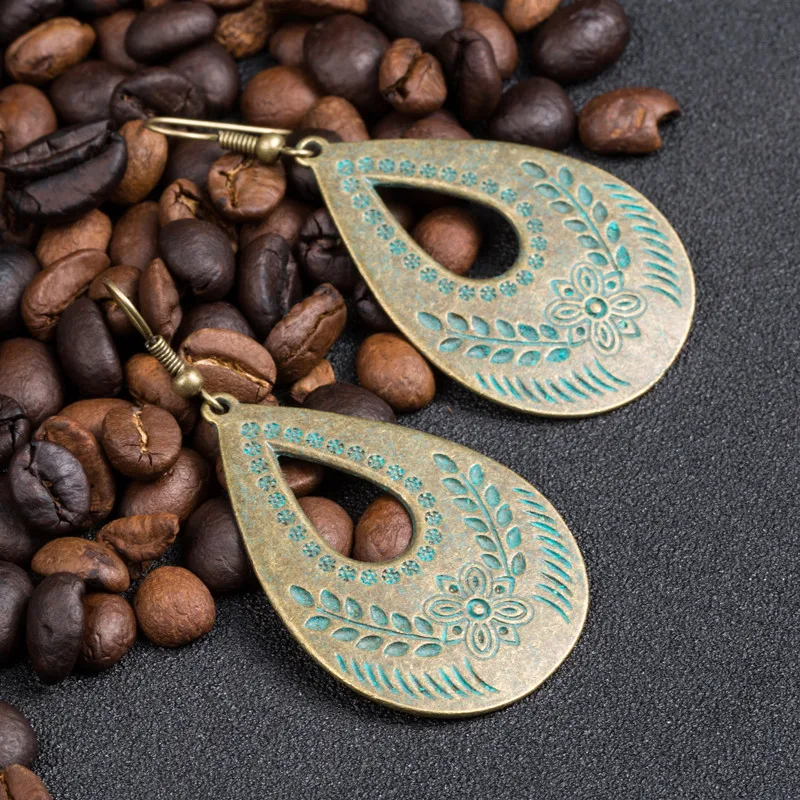 Женские винтажные серьги-капельки серьги из бронзового сплава в этническом