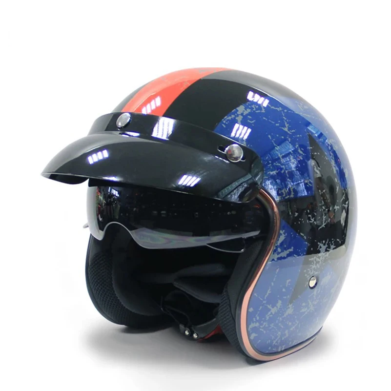 Шлемы мотоциклетные с открытым лицом винтажные в стиле ретро|capacetes de motociclista|jet