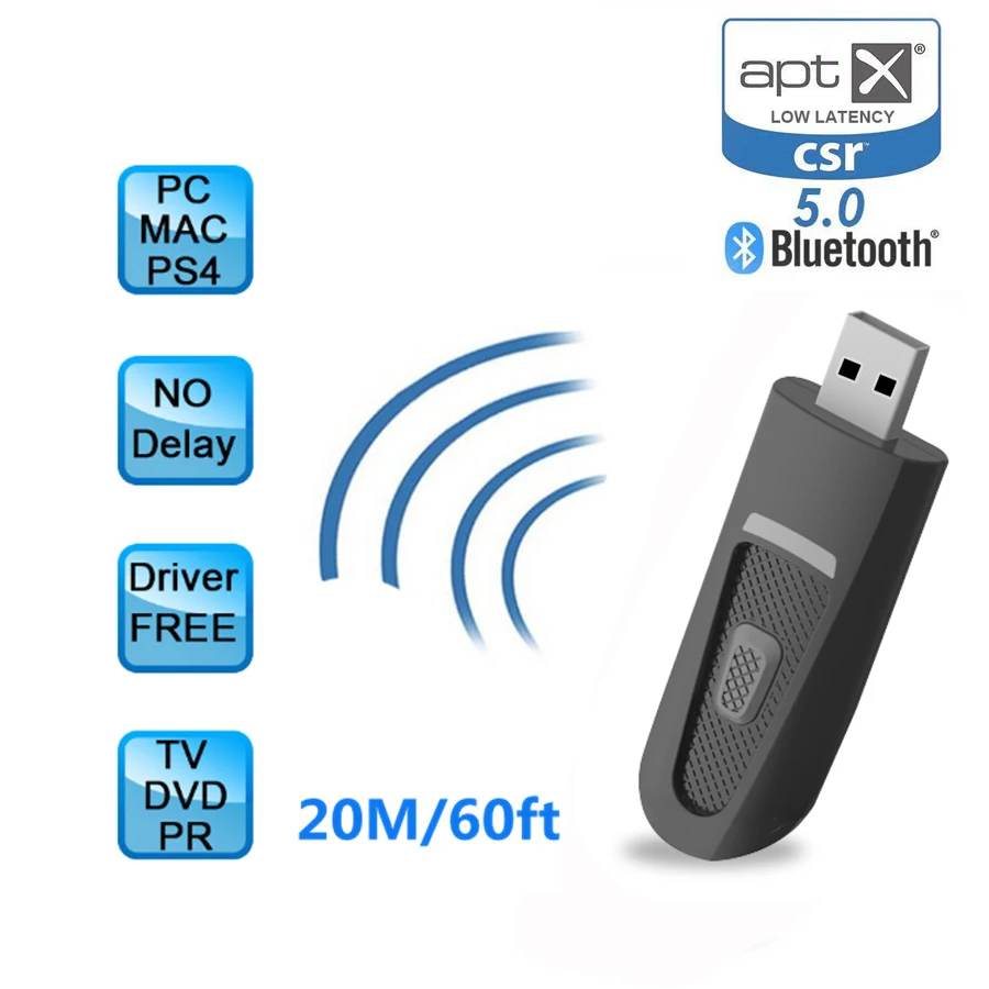 AptX низкая задержка длинный Диапазон Bluetooth 5 0 передатчик для телевизора без