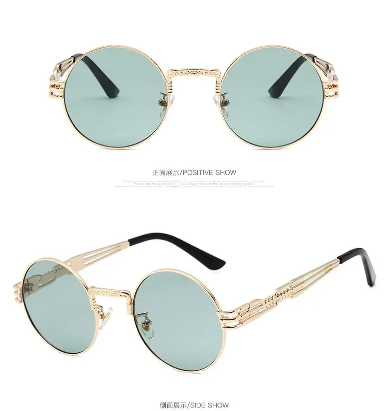 

Gothic Steampunk Round Sunglasses Men Women Alloy Eyeglasses Circle Shape Brand Designer Sun glasses Mirror High Quality UV400