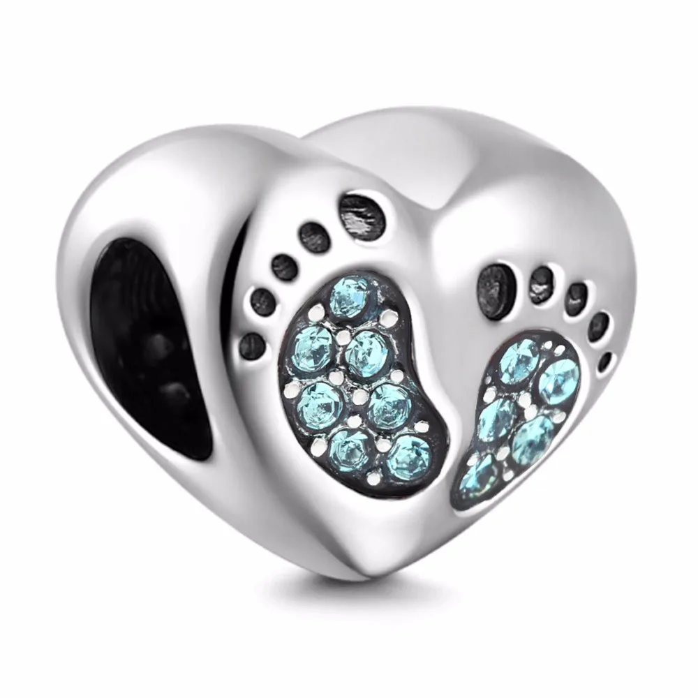 Soulbeads бусины из стерлингового серебра 925 пробы детские ноги сердце Шарм Кулон Fit Pandora браслет Детские следа серии