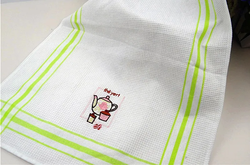 Больших размеров хлопковый вышитые кухонная салфетка бело-зеленые кухонное