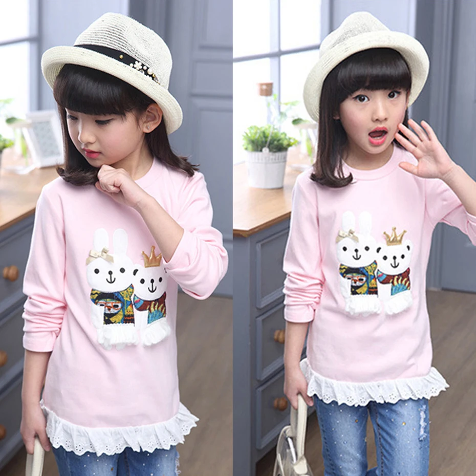 Футболки для девочек Весенняя одежда детей Носки с рисунком медведя из мультика