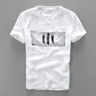 Футболка мужская эластичная из дышащего льна, брендовая Повседневная рубашка с принтом перьев, Италия