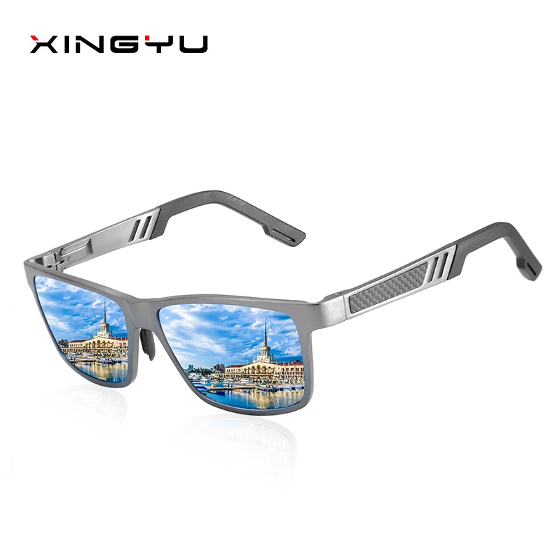 Мужские поляризационные солнцезащитные очки из алюминия и магния квадратные