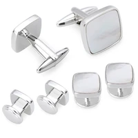 hawson tuxedo 6 studs cufflinks set square mother of pearl cuff links men jewelry wedding gift with boxes