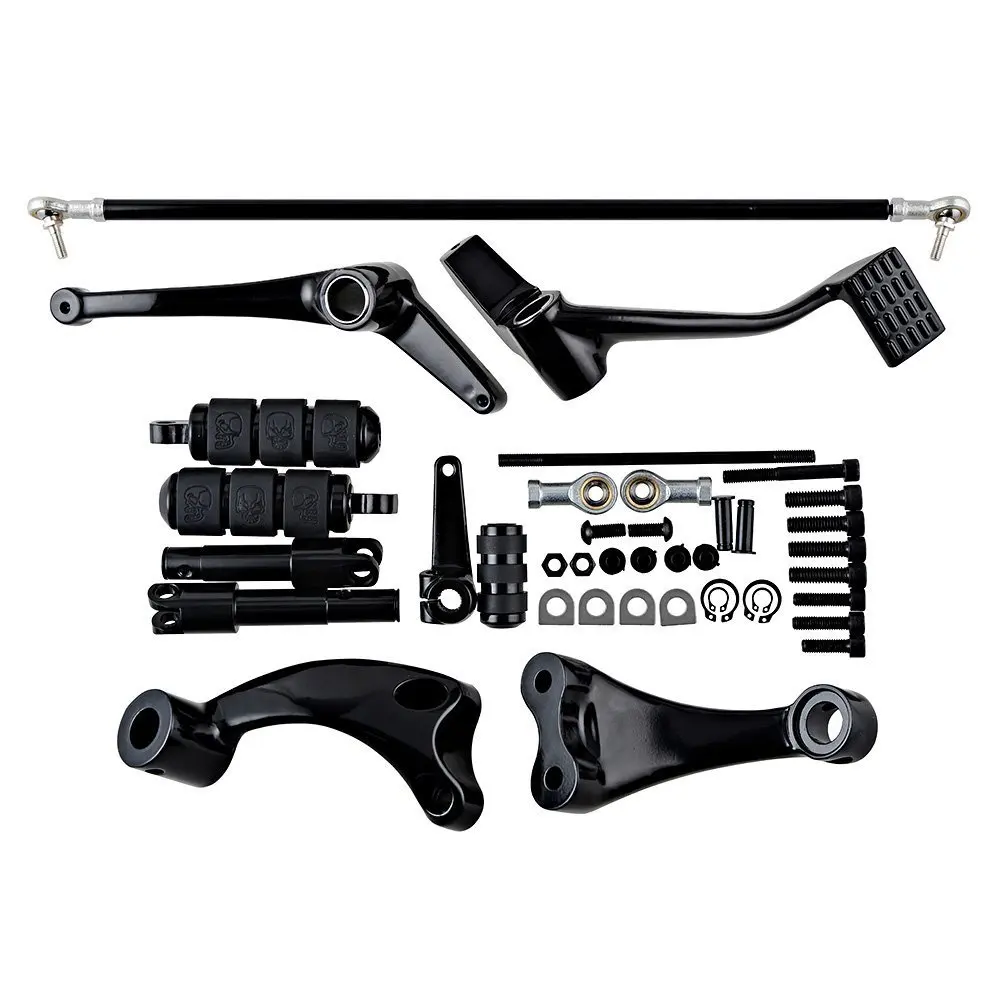 Черные передние контрольные колышки Рычажные тяги для Harley Sportster 883 XL883 Iron XL883N Custom