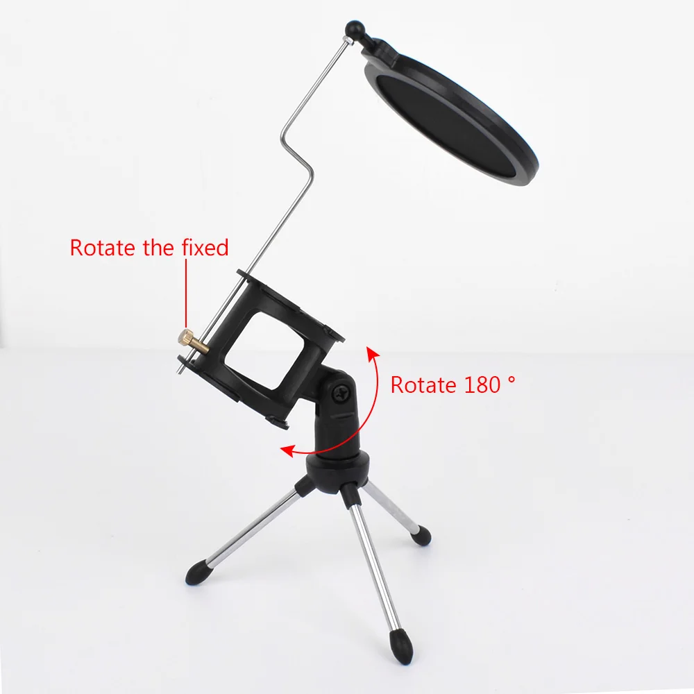 Professional Mic Stand Adjustable Microphone Holder with Mesh Pop Filter Windscreen Studio Audio Tripod | Электроника