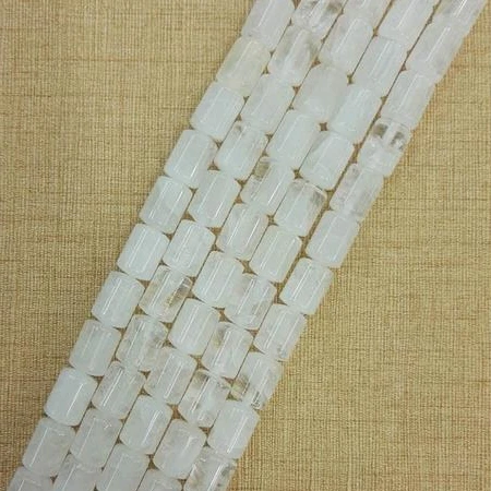 rock crystal Beadztalk Красочные Каменные трубчатые бусины цилиндрические круглые Распорки свободные 10x14 мм для DIY бусина для изготовления украшений - Цвет: rock crystal