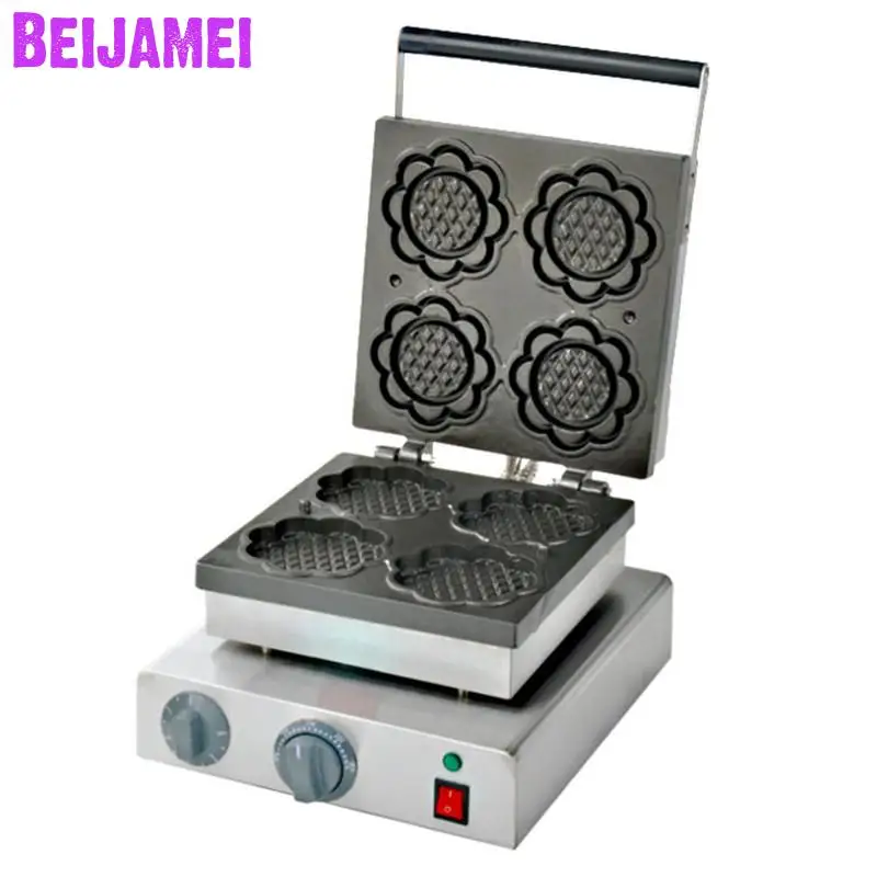 

BEIJAMEI High efficiency commercial home use 220V/110V sunflower waffle maker / 4pieces electric special shape waffle machine