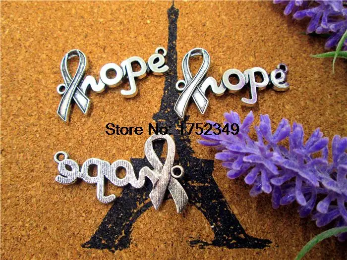 12 шт. -- амулеты Hope, Античные тибетские серебряные раковые ленты hope Charm коннекторы 38x23мм