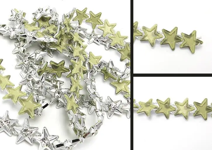 20 ярдов пятиконечные Звездные бусины Стразы с УФ покрытием цепочка отделка для