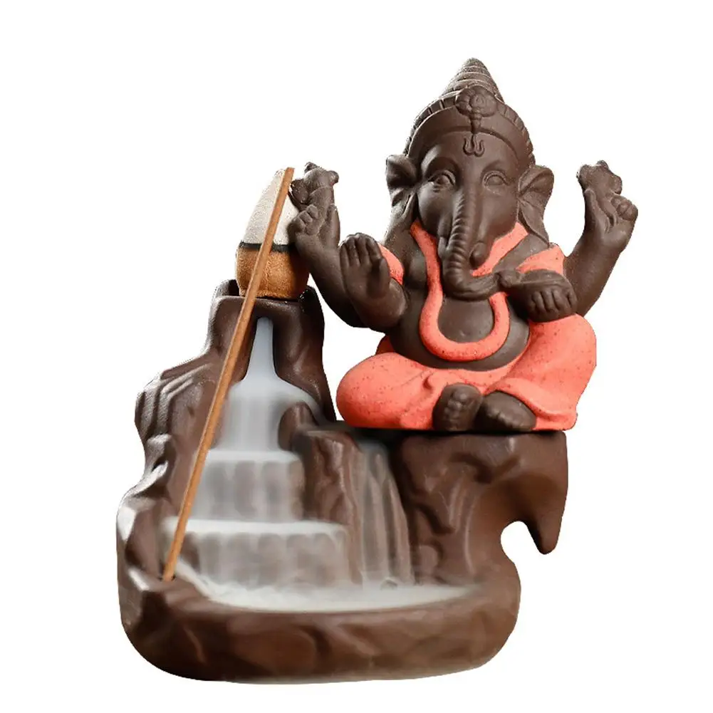 Новинка Ganesha курильница для благовоний горелка Бог слон эмблема благоприятный и успех керамическая конусная кадильница украшения дома ремесла - Цвет: Red