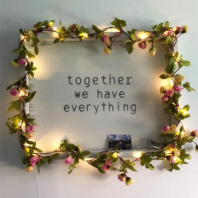 Светодиодный лепесток цветка розы гирлянда Батарея работать Свадебная