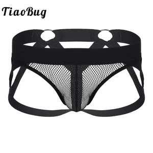 Мужские трусы TiaoBug, черные трусы-брифы с открытой спиной, прозрачная сетка, пенис, выпуклость, сексуальное бондажное нижнее белье для геев