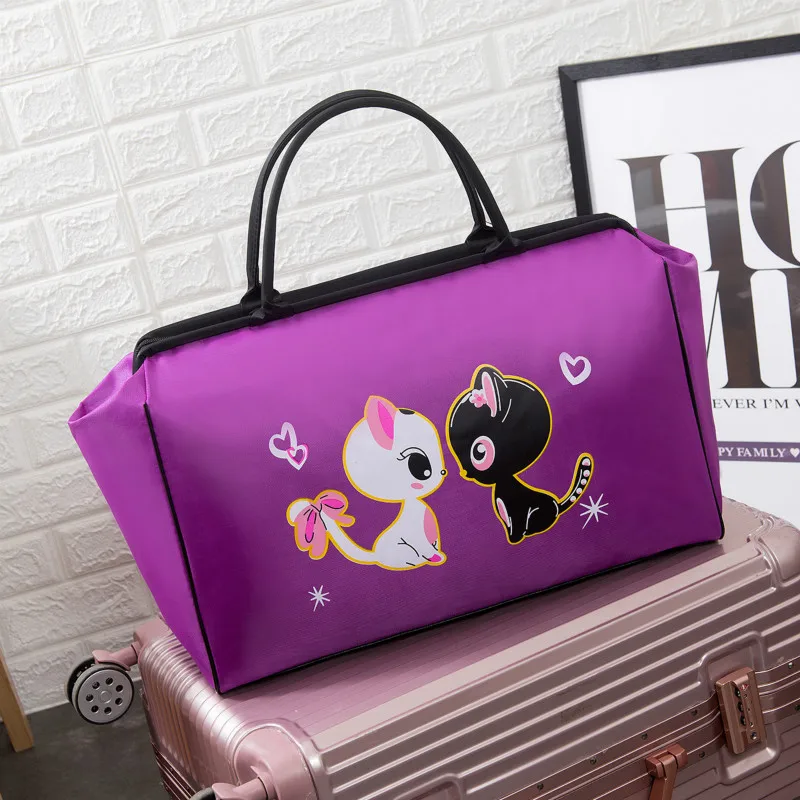 Cat Purple SmallSize Модная женская сумка для путешествий на выходные, женская сумка, большие сумки для путешествий светильник, багажная сумка, Мужская складная сумка для путешествий LGX11 - Цвет: Cat Purple SmallSize