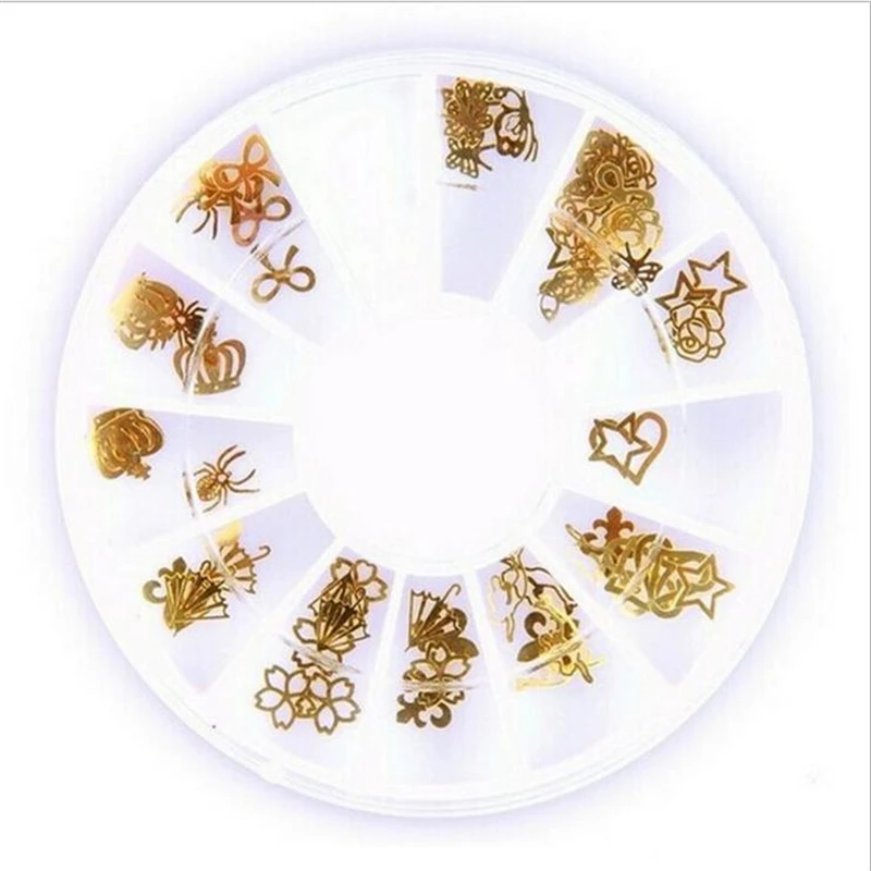 1 коробка украшения для ногтей Золотое сердце-образный звезды an Crown аксессуары