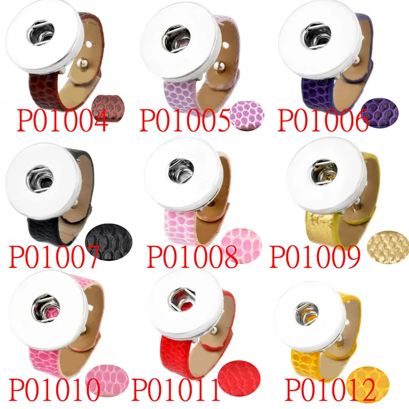 High Quality 10 color Snake Print Leather Metal Ring For Women Snap Button Fit 18/20mm Rivca snap button rings jewelry P00107 | Украшения и