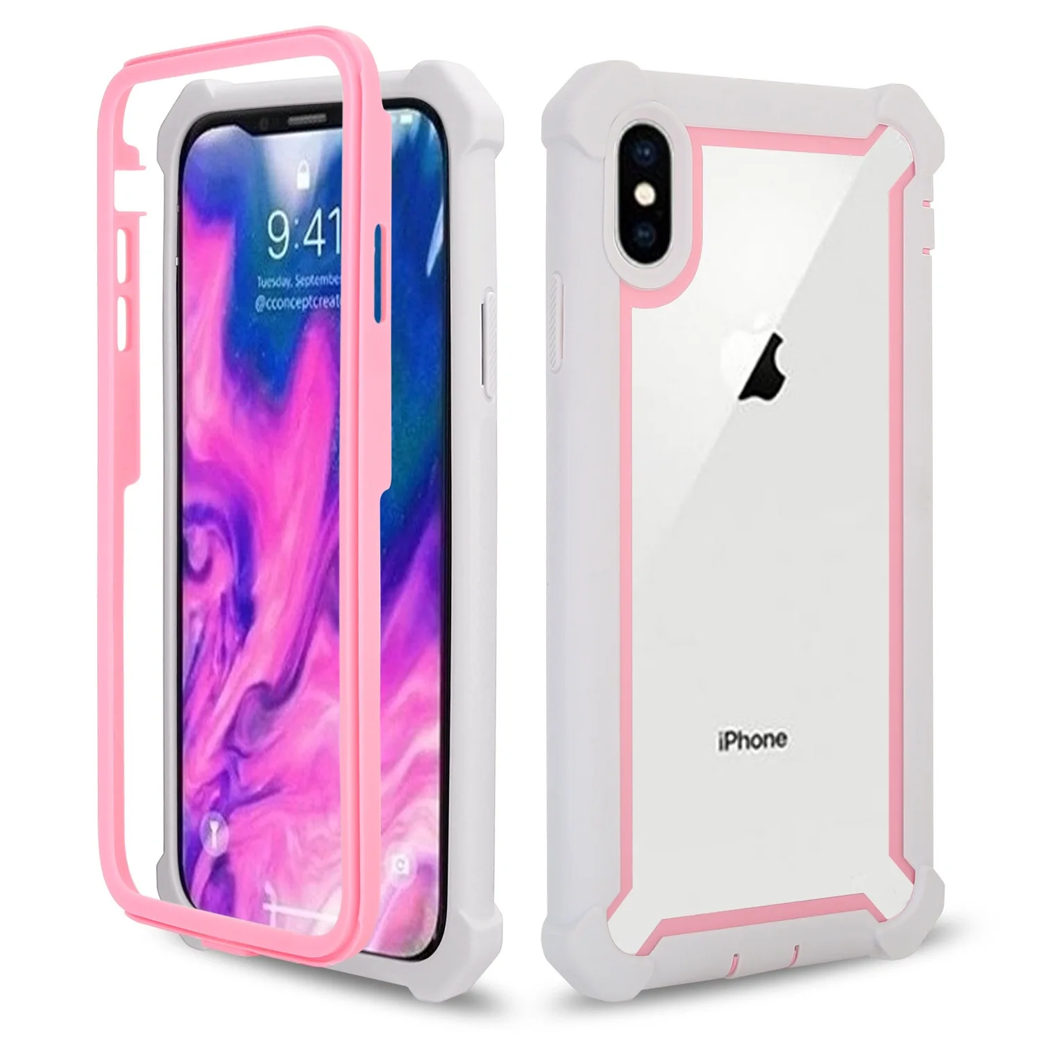 VIAERSON Shockproof Case Clear Back For iPhone XS Max XR X 6 6S 7 8 Plus 360 Protective Cover Candy Metal Button Hard Coque Capa |