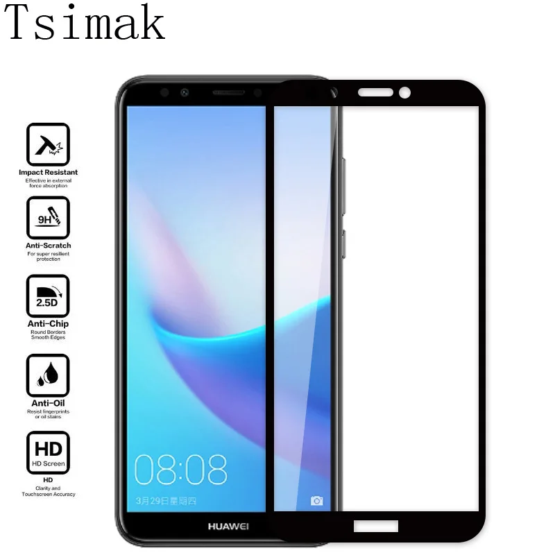 Закаленное стекло для Huawei Y5 Y6 Pro Y7 Prime Y9 2019 2017 2018 защита экрана 9H полное покрытие