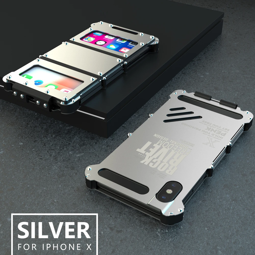 Защитный чехол King Heavy Duty для Iphone 5s 7 8 plus XS из нержавеющей стали с заклепками I6 I6P I7 I7P