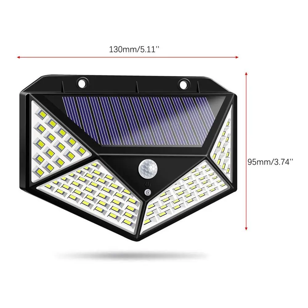 100LED Солнечный свет открытый сад беспроводной датчик движения двор Освещение для садовых дорожек
