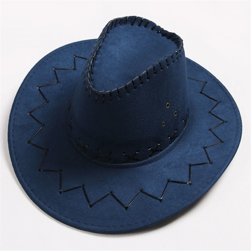blue Ковбойская шляпа из полиэстера и хлопка, женская кепка s, модные ковбойские шляпы для женщин унисекс, однотонные повседневные Кепка цвета хаки, коричневый, черный, серый, мужская шляпа, ковбойские шляпы - Цвет: blue