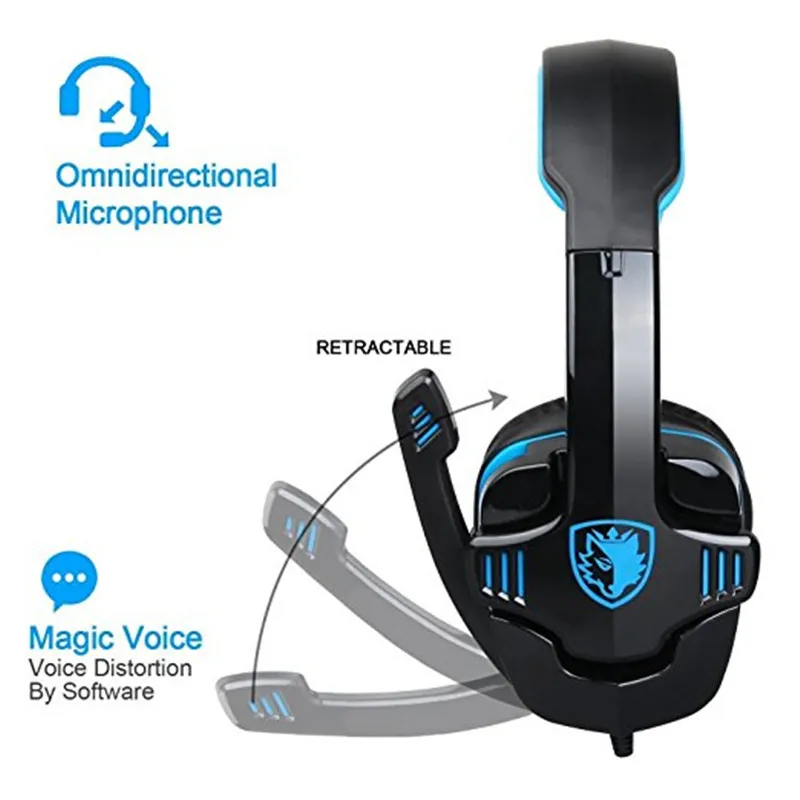 SADES SA901 за ухо USB проводной 7 1 Surround Шум отмена PC Gaming Headset с микрофоном для ПК