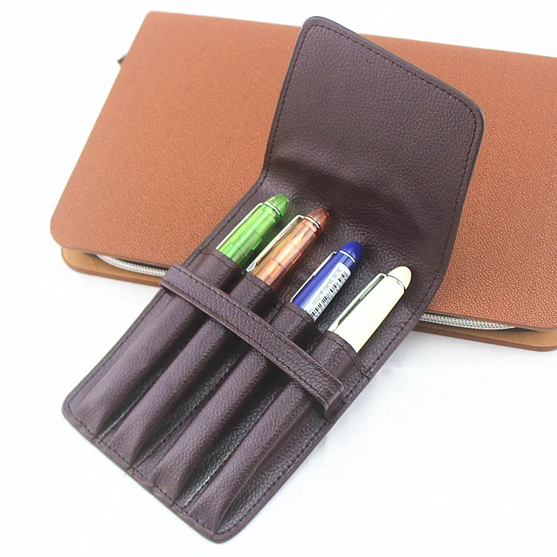 

set Luxury pen bag classic leather design hold for fountain / ballpoint pen High quality pen case pouch/pencil case