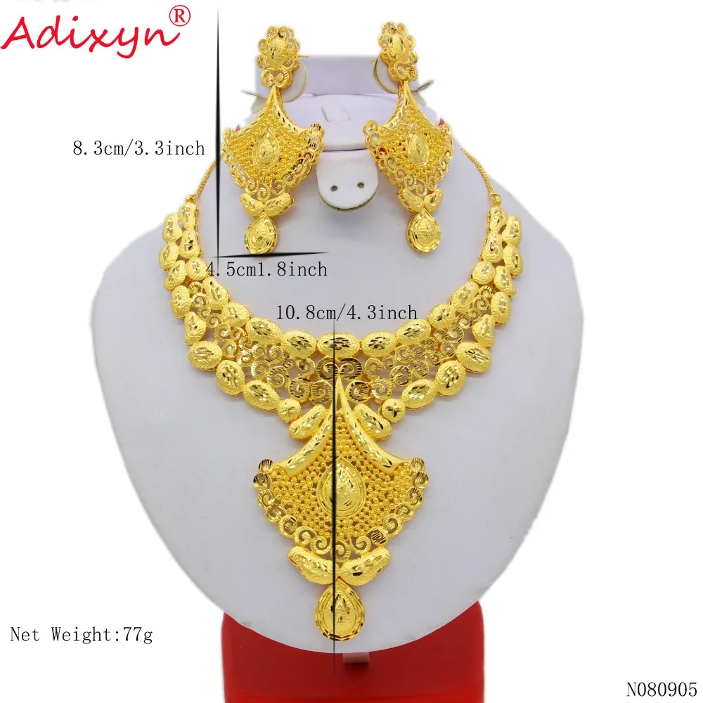 Adixyn индийский свадебный ювелирный набор золотого цвета/медное ожерелье серьги