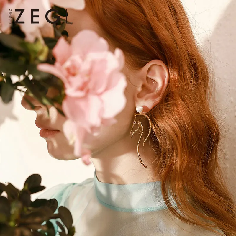Женские сережки ZEGL длинные серьги с 925 пробы в форме головы