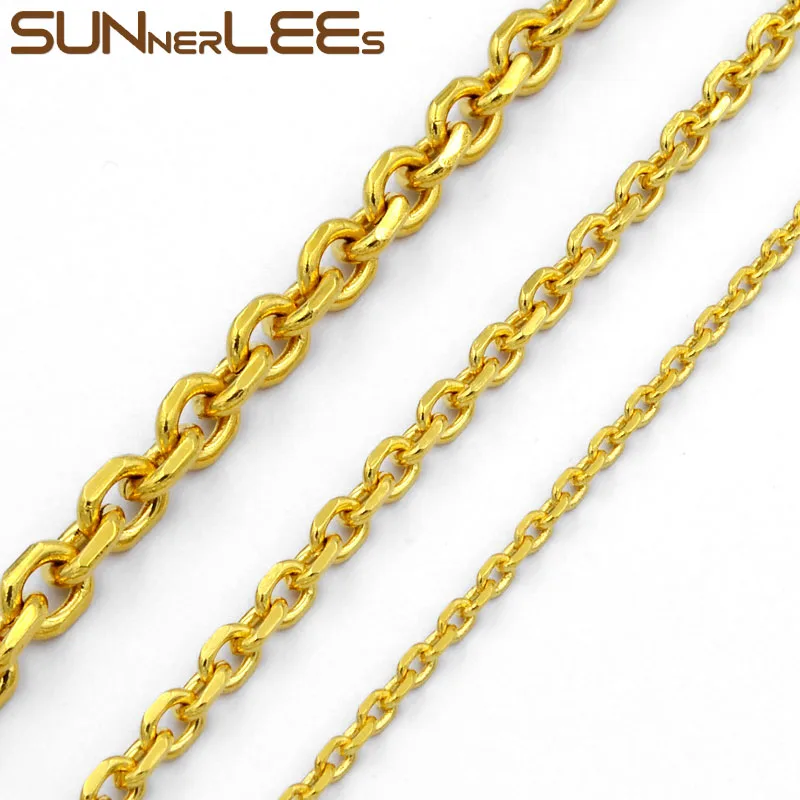 Модные украшения SUNNERLEES ожерелье из белого розового золота 2 мм ~ 6 овальная цепь