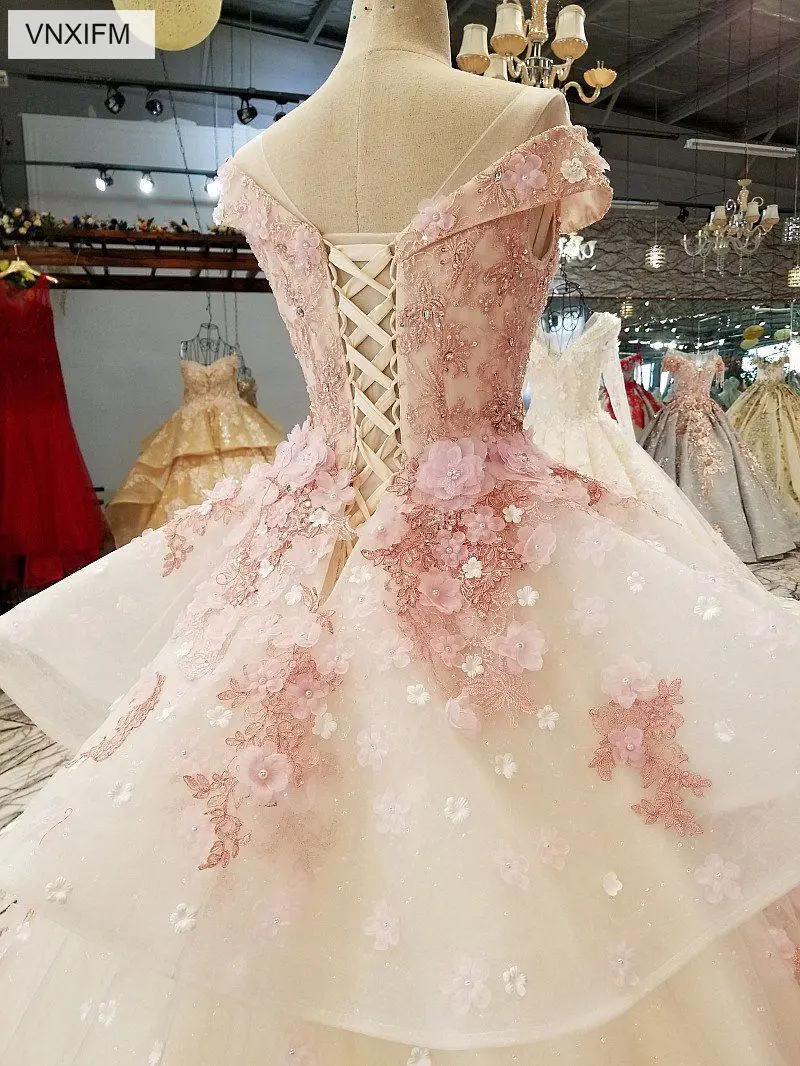 VNXIFM 2019 Розовое Бальное Платье vestidos с круглым вырезом De Noiva аппликации коротким